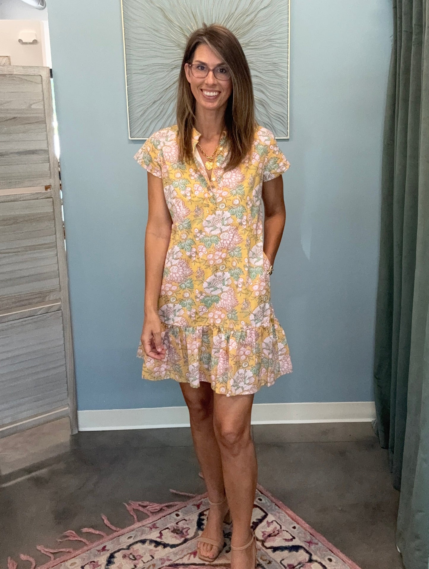 The Juna Mini Dress- Golden Lotus