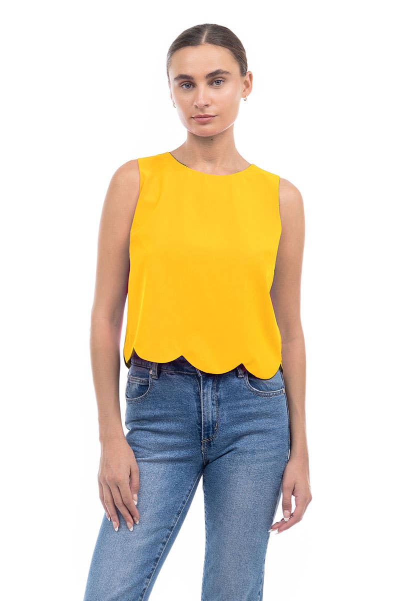 Scalloped Hem Sleeveless Top
