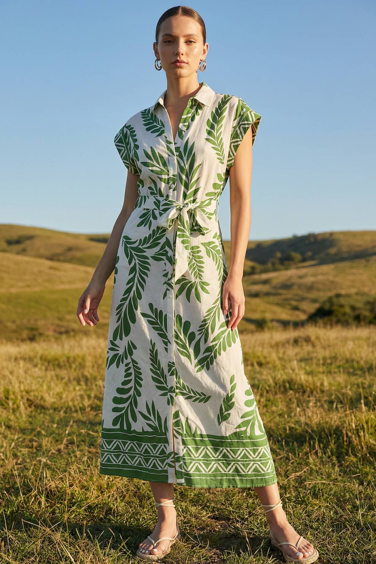 Green printed Dress