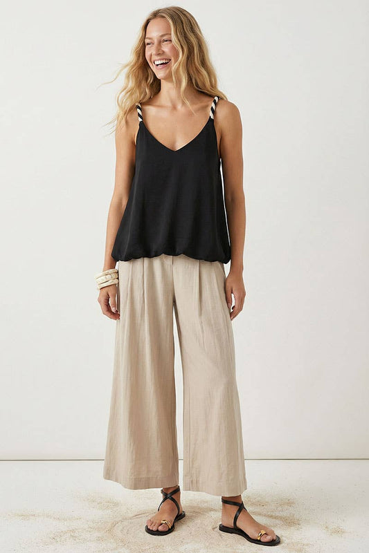 Contrast Twisted Strap Bubble Top