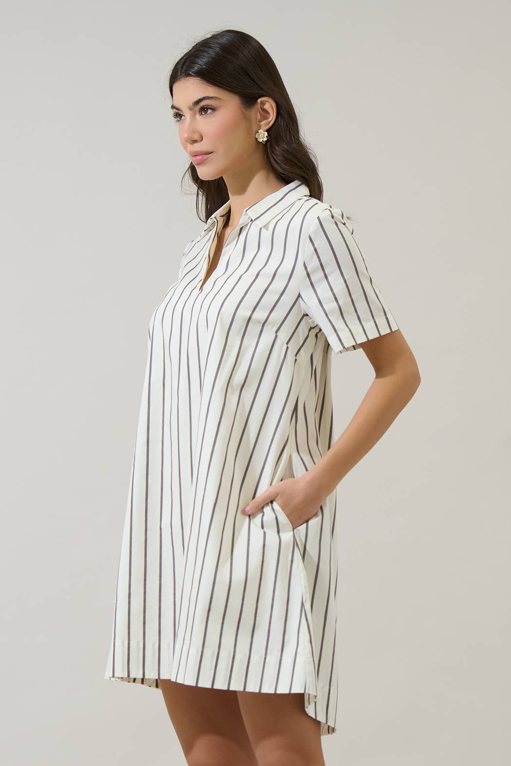 Striped Collared Mini Dress