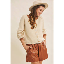 Load image into Gallery viewer, Chunky Knit Contrast Collar Cardigan Sweater

