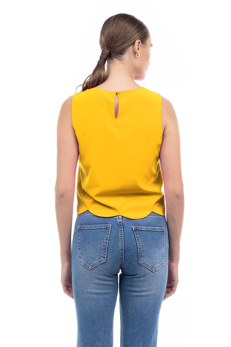 Scalloped Hem Sleeveless Top