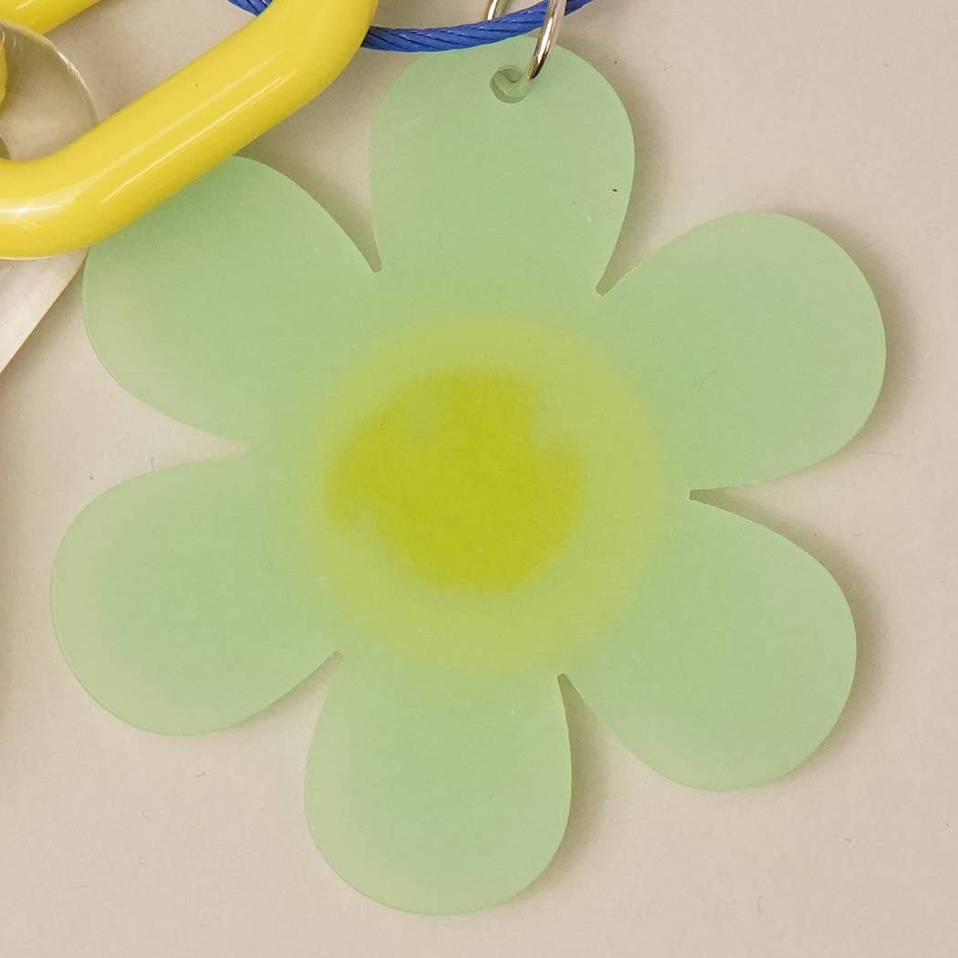 Happy Face Flower Chunky Chain Keyring Bag Charm