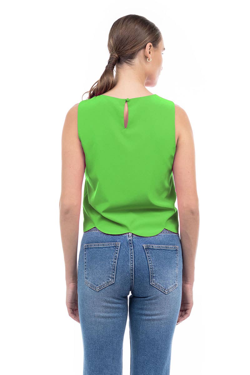 Scalloped Hem Sleeveless Top
