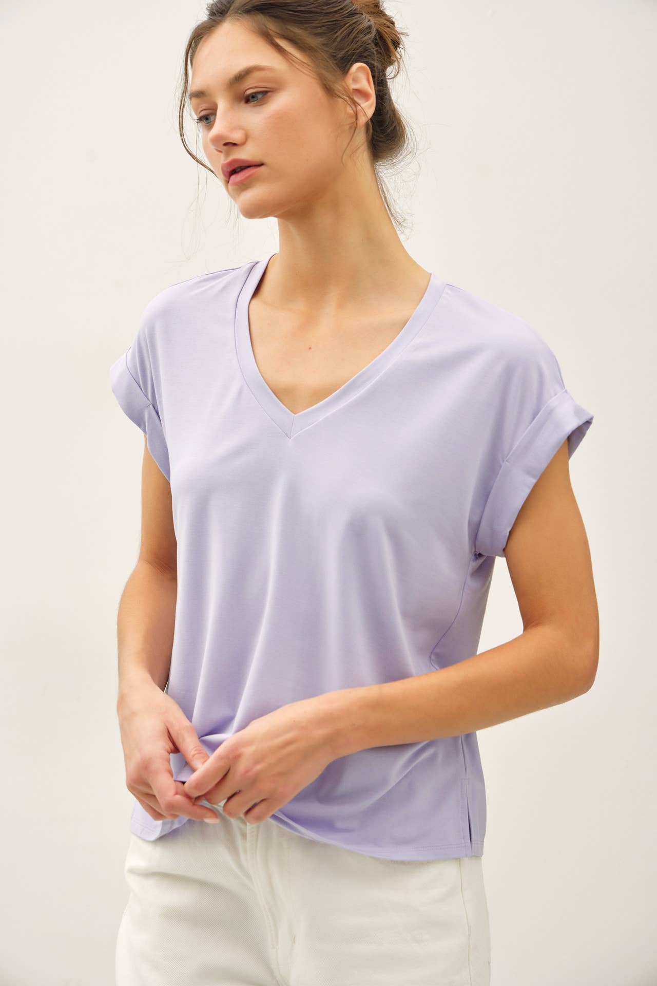 V-Neck Dolman Cap Sleeve Bamboo Top