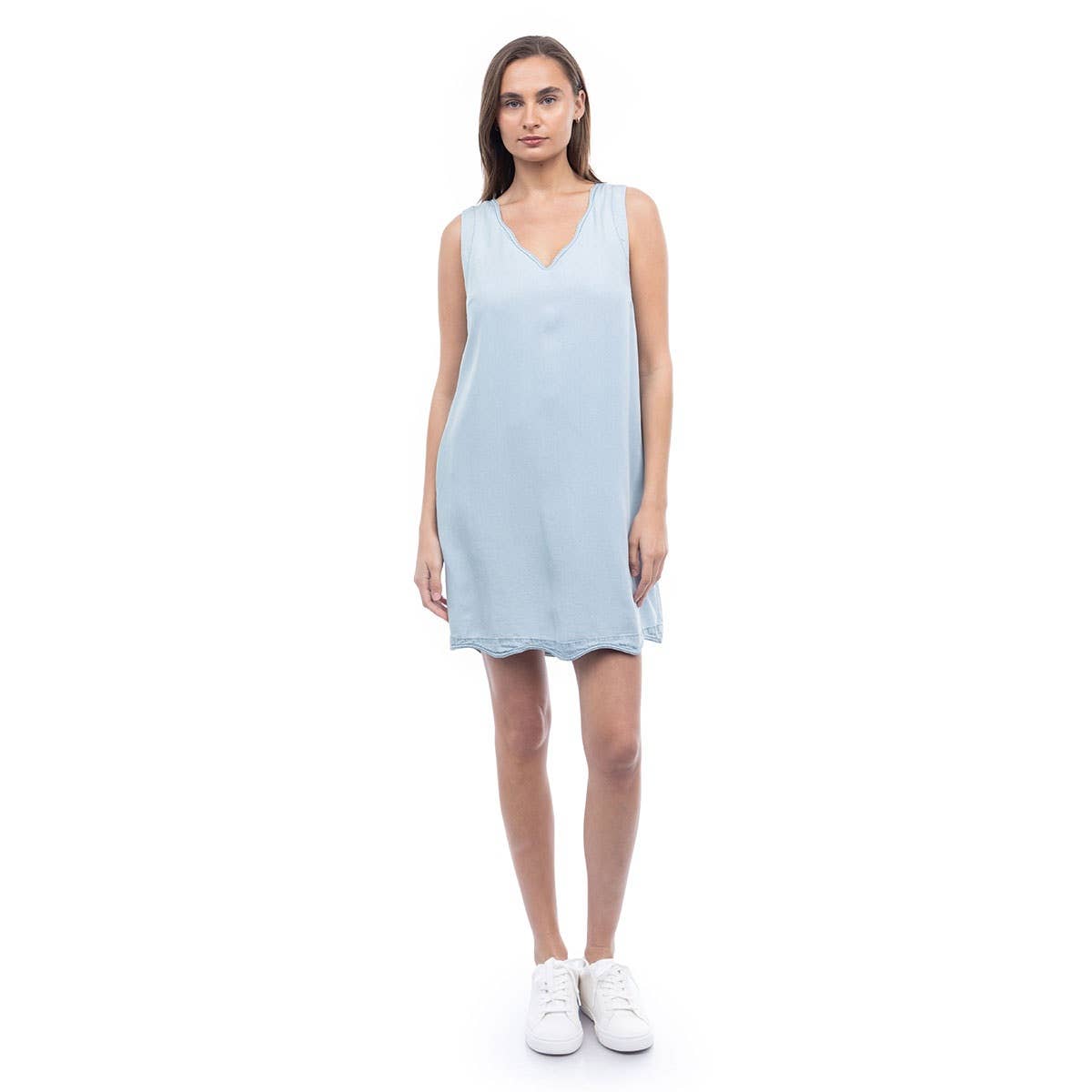 Wave Trim Tencel Midi Dress