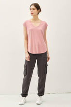 Load image into Gallery viewer, Bamboo Scoop Neck Cap Sleeve Top
