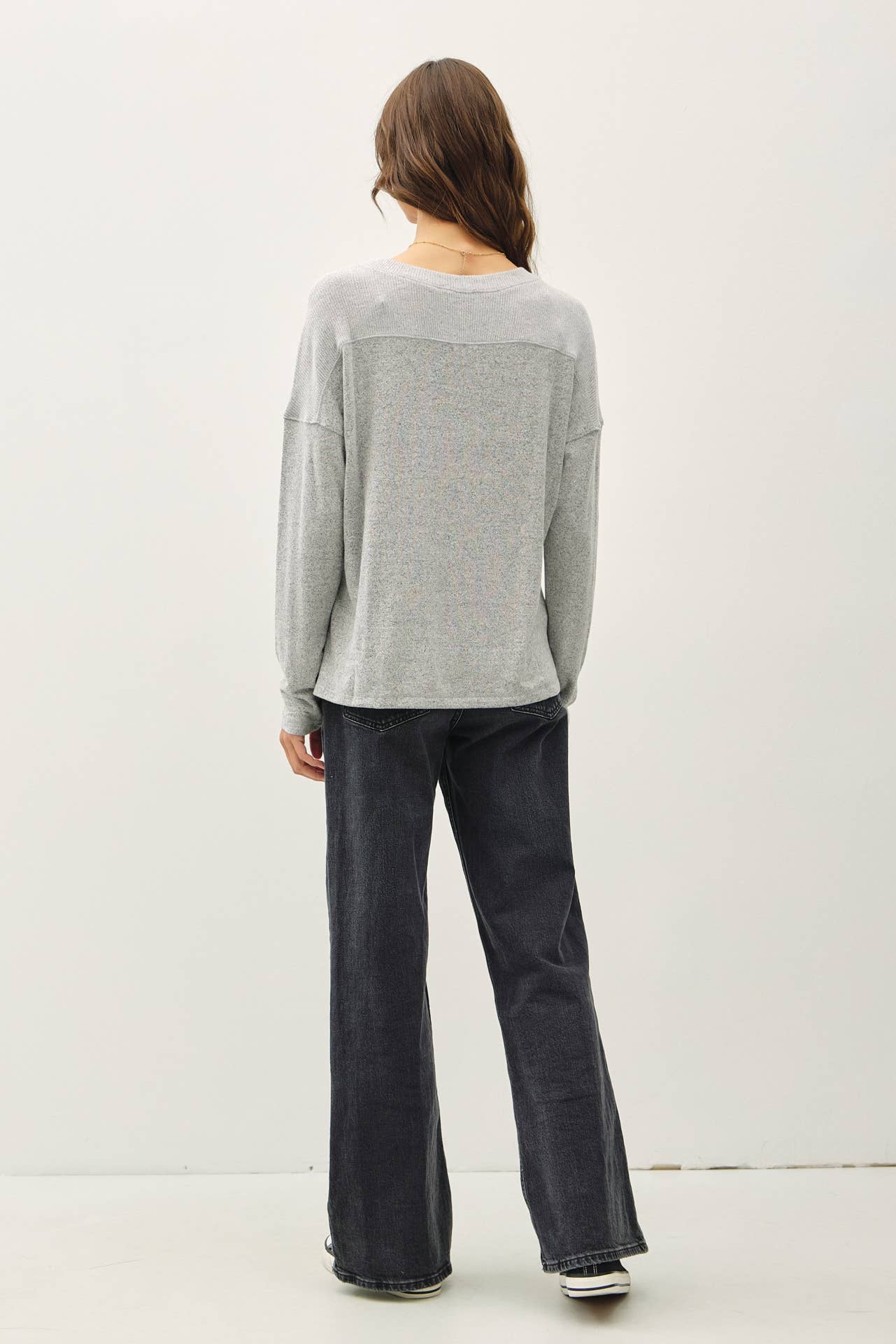 Raised Hems Long Sleeve Top