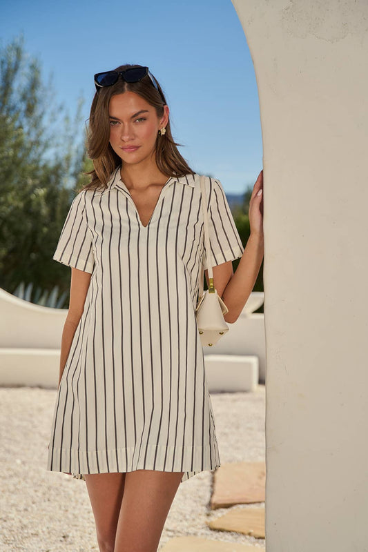 Striped Collared Mini Dress
