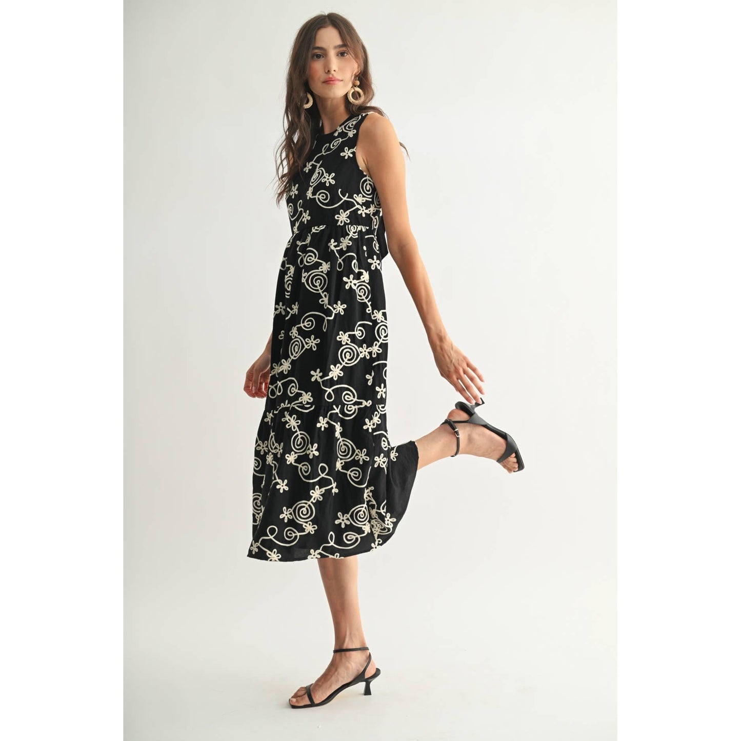 Embroidered Black Dress