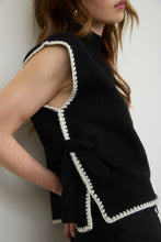 Load image into Gallery viewer, Mock Neck Contrast Stitch Side Tie Sweater

