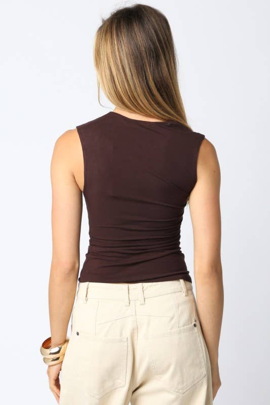 Asymmetrical Gathered Shoulder Top