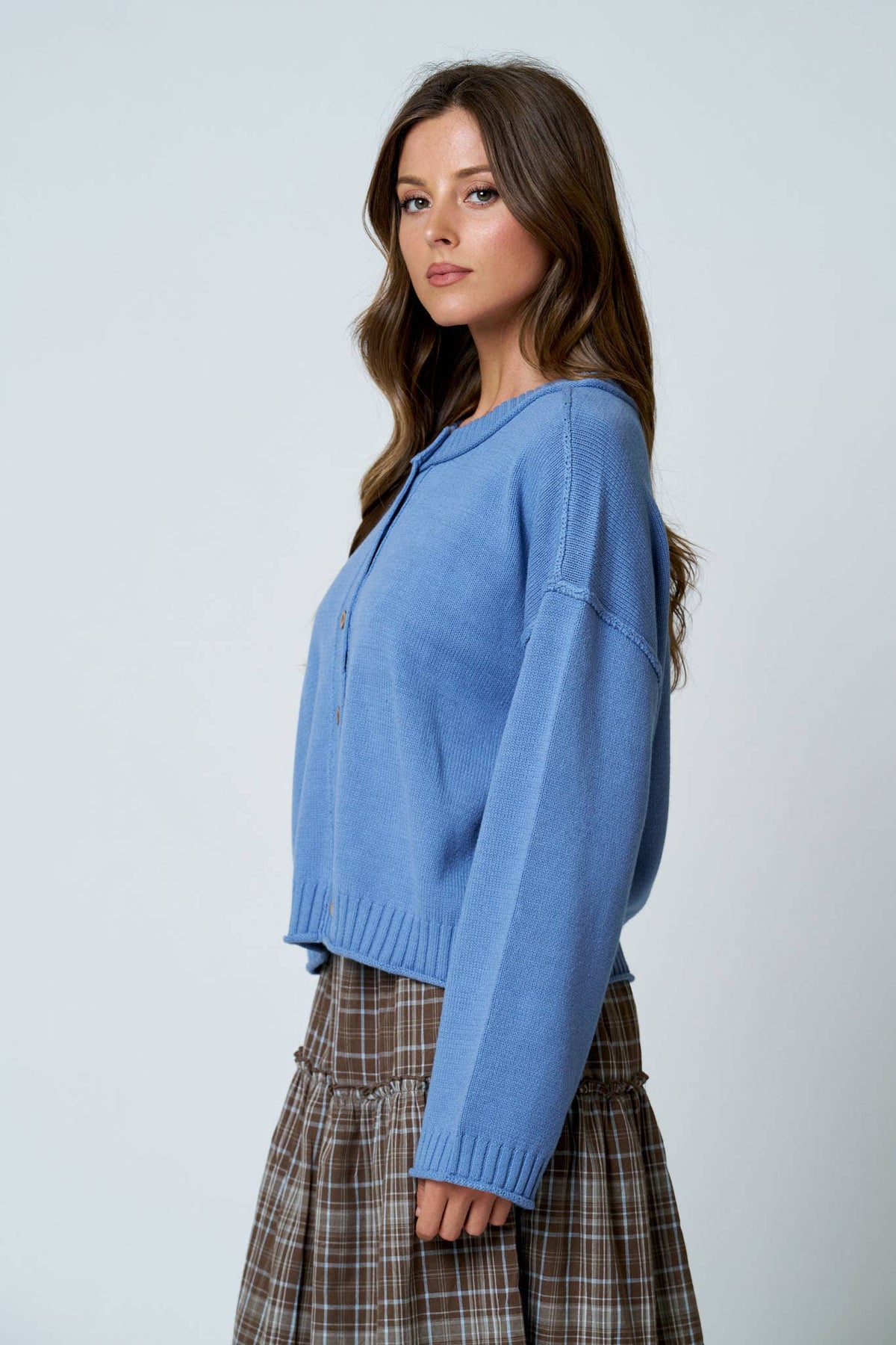 Raw Edge Button Down Cardigan