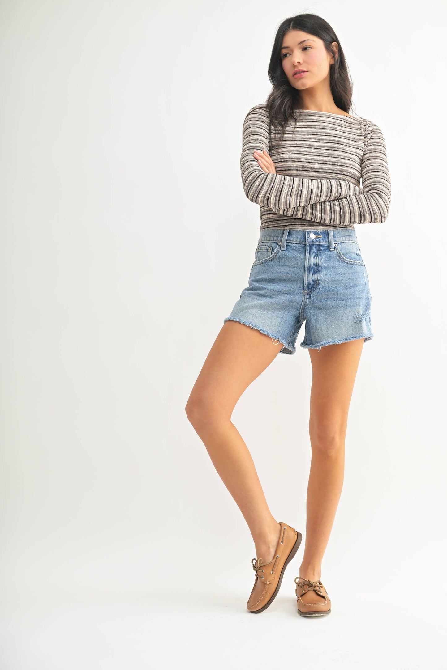 Comfort Stretch Fray Denim Shorts