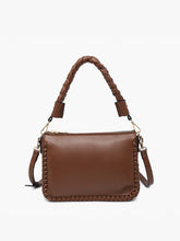 Load image into Gallery viewer, Judith Whipstitch Trim Shoulder Bag w/ Braided Handle
