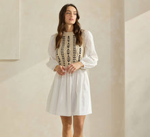 Load image into Gallery viewer, Sweater Poplin Combo Mini Dress

