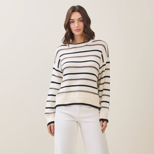 Striped Open Knit Sweater