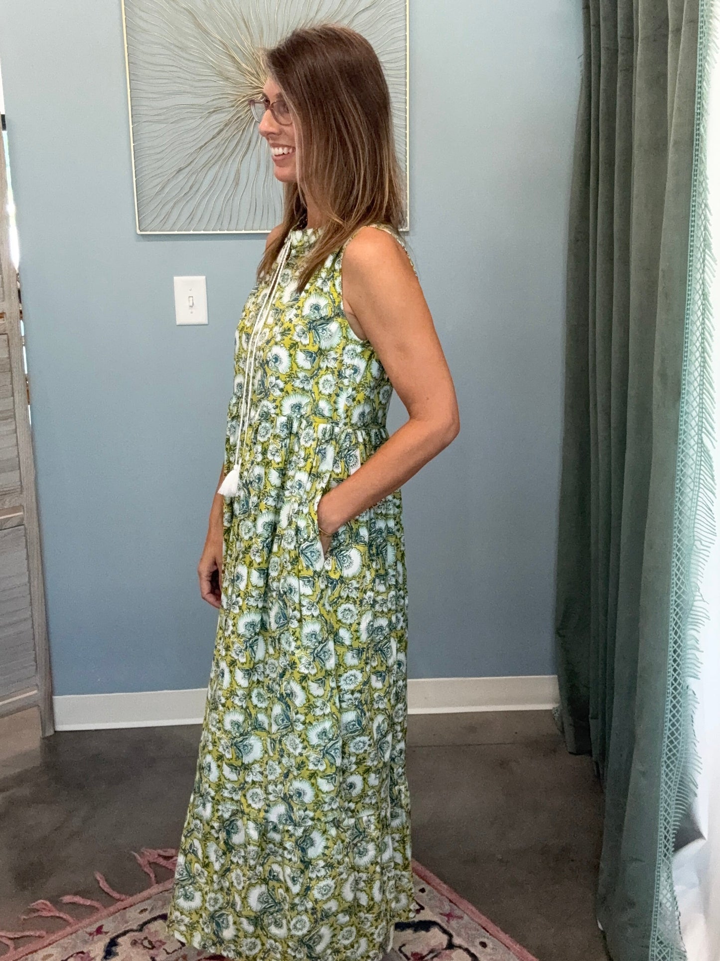 The Celia Dress- Chartreuse Garden