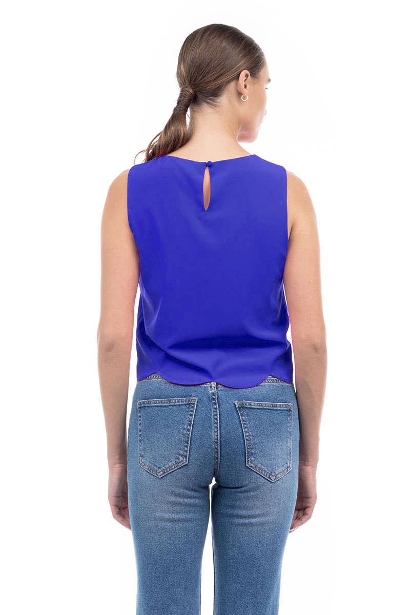 Scalloped Hem Sleeveless Top