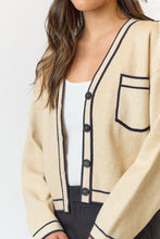 Load image into Gallery viewer, Contrast Stripe Crop Cardigan
