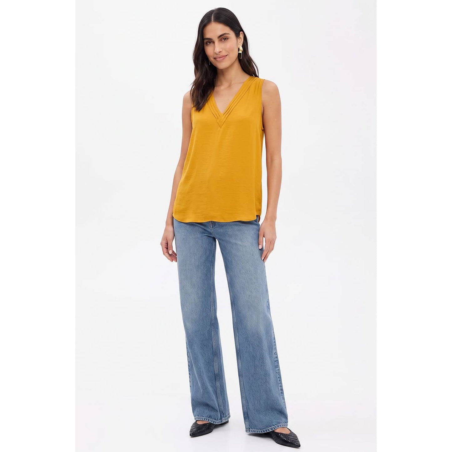 Pleated Neck Sleeveless Top