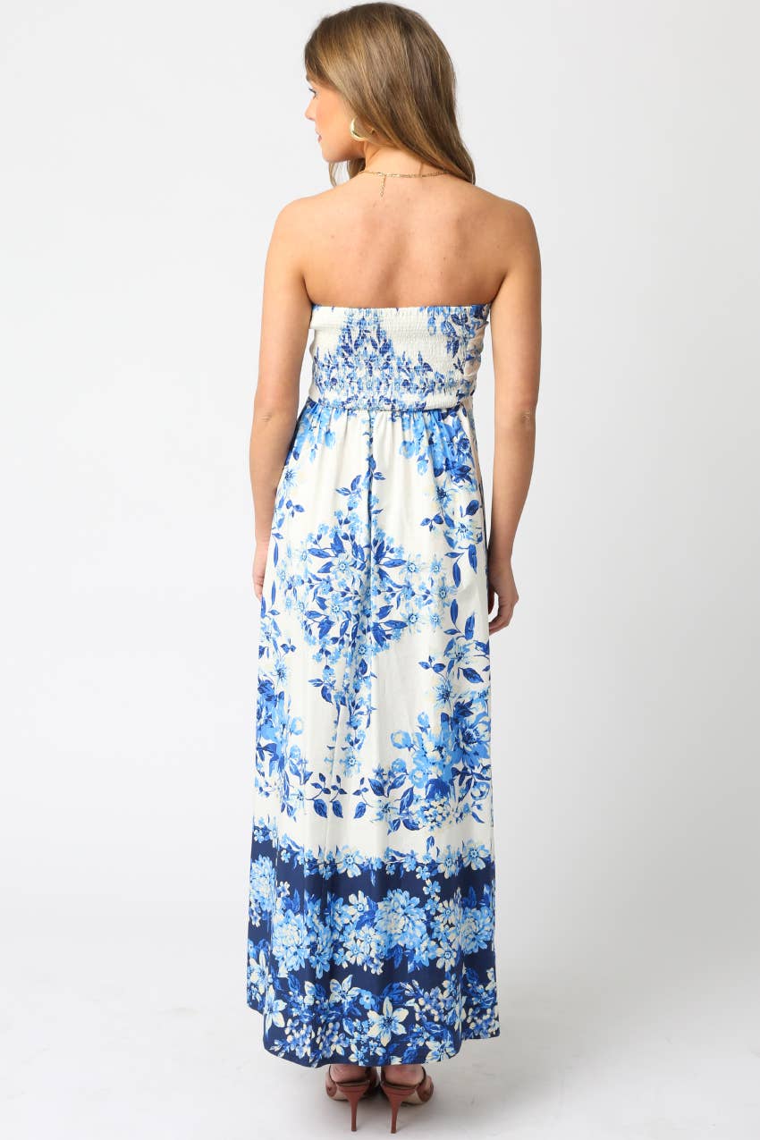 Strapless Floral Maxi Dress