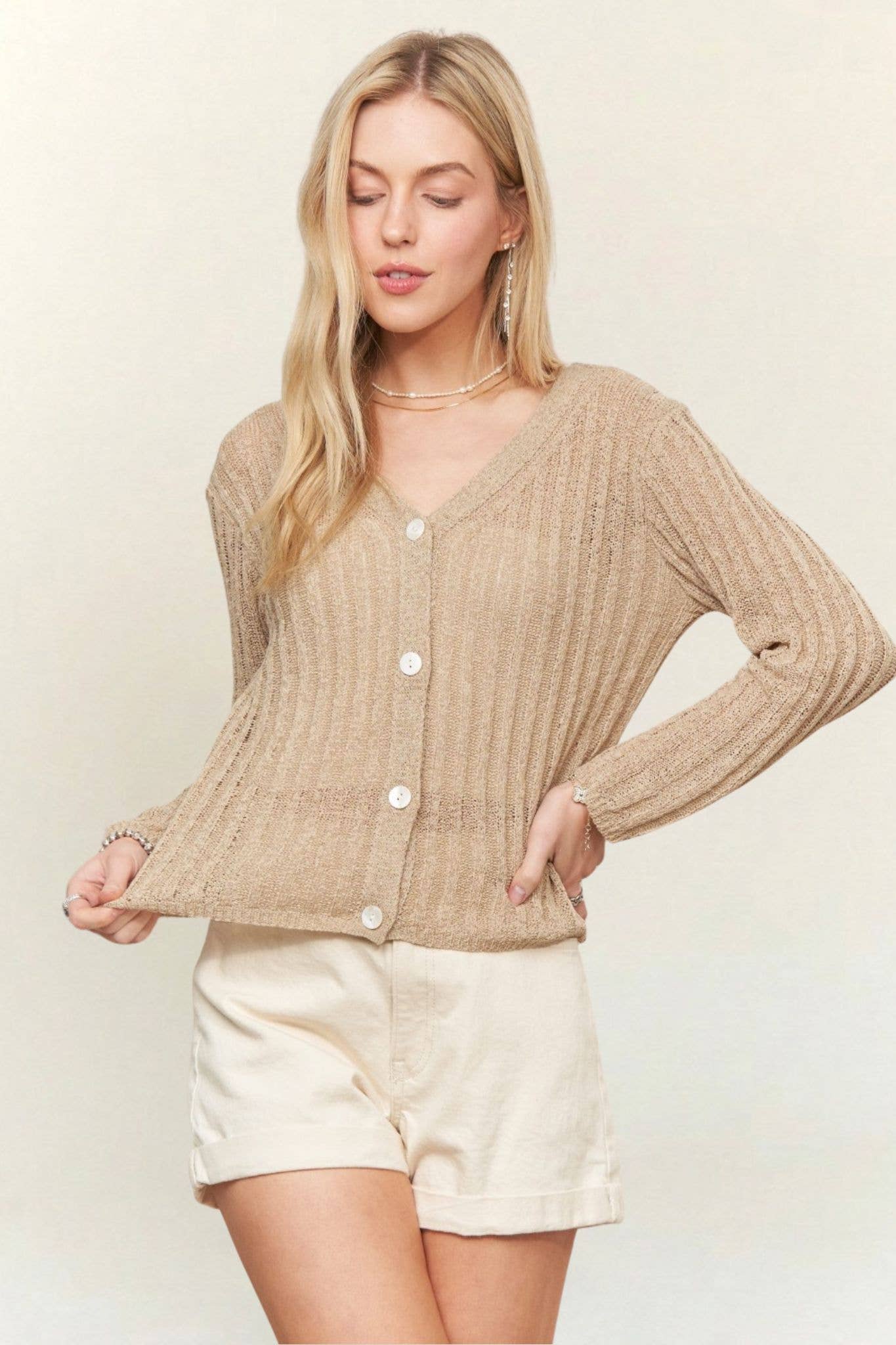 Lightweight Knit Button Cardigan Sweater