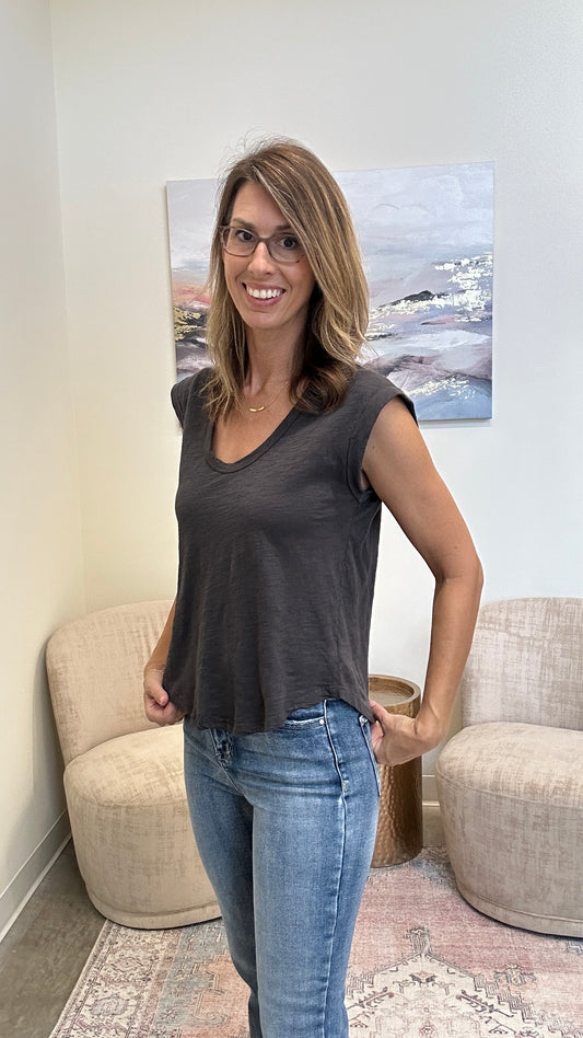 Slub Knit Sleeveless Cotton Top