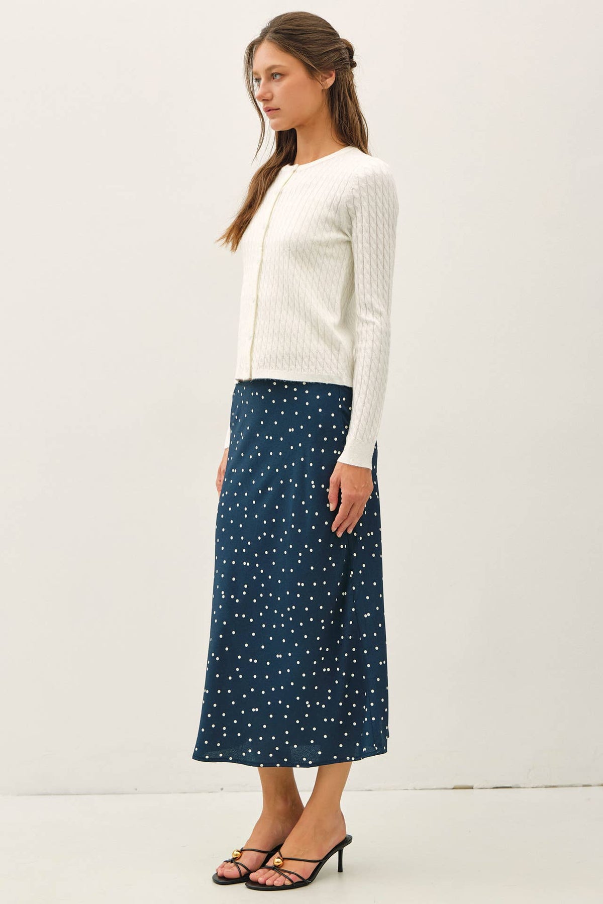 Dots Print Midi Skirt