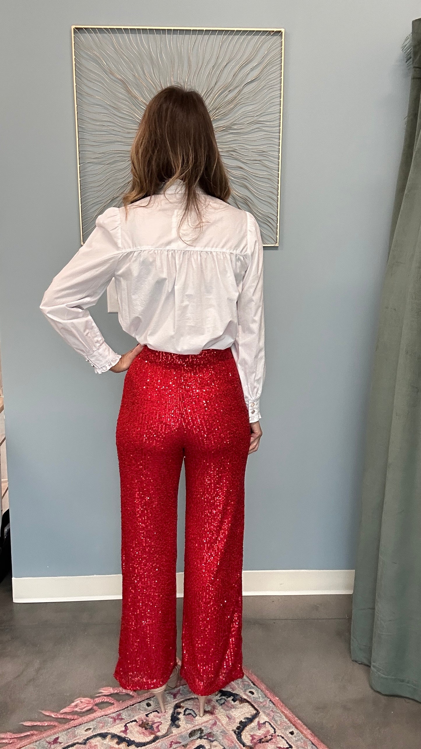 Wide Leg Sequins Pants