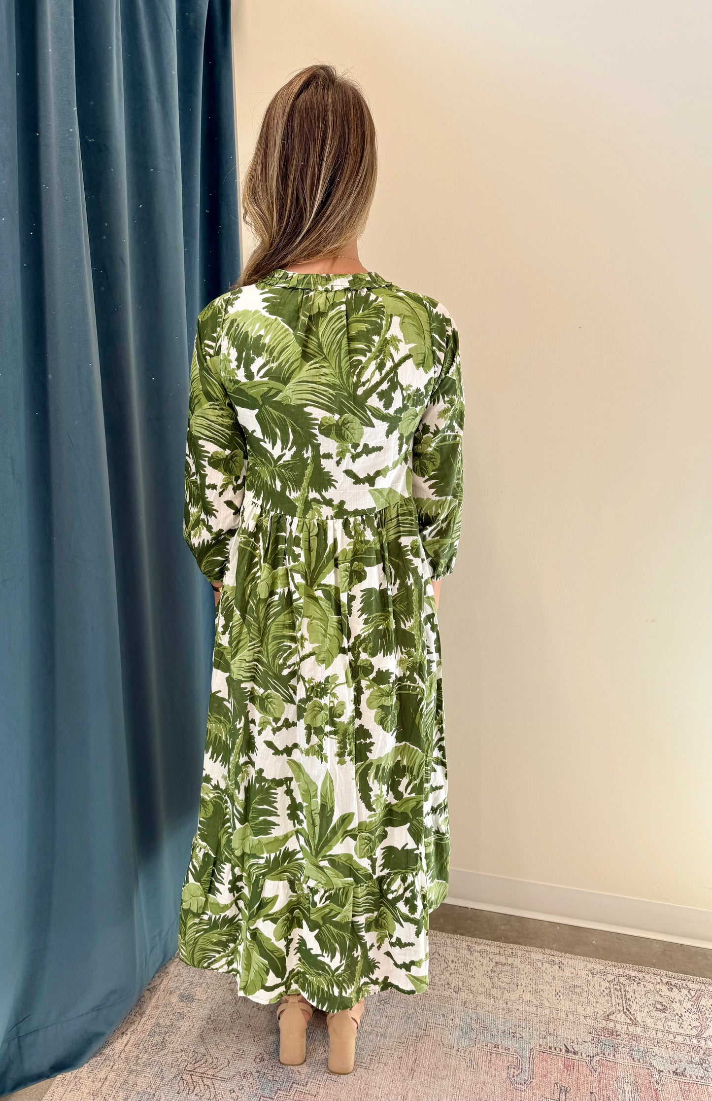 The Ann Dress- Green Palms