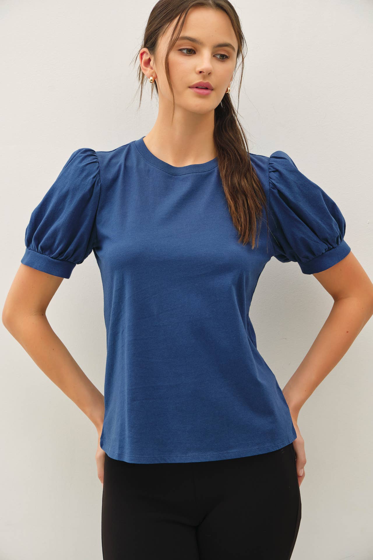 Cotton Jersey Puff Sleeve Top