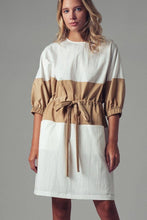 Load image into Gallery viewer, Colorblock Drawstring Waist Mini Dress
