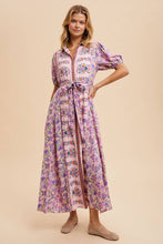 Load image into Gallery viewer, Collared Border Print Button Down Maxi Dress
