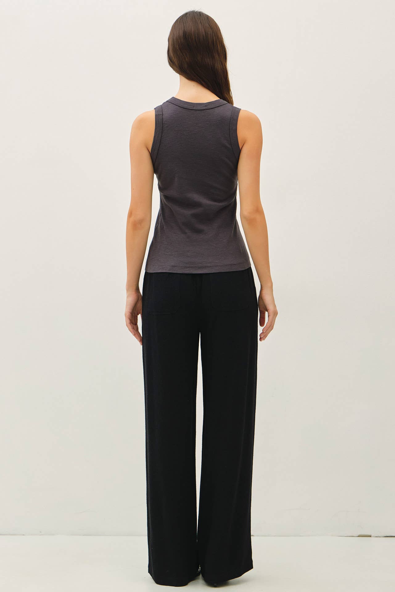 Fitted Slub Cotton V-Neck Tank Top