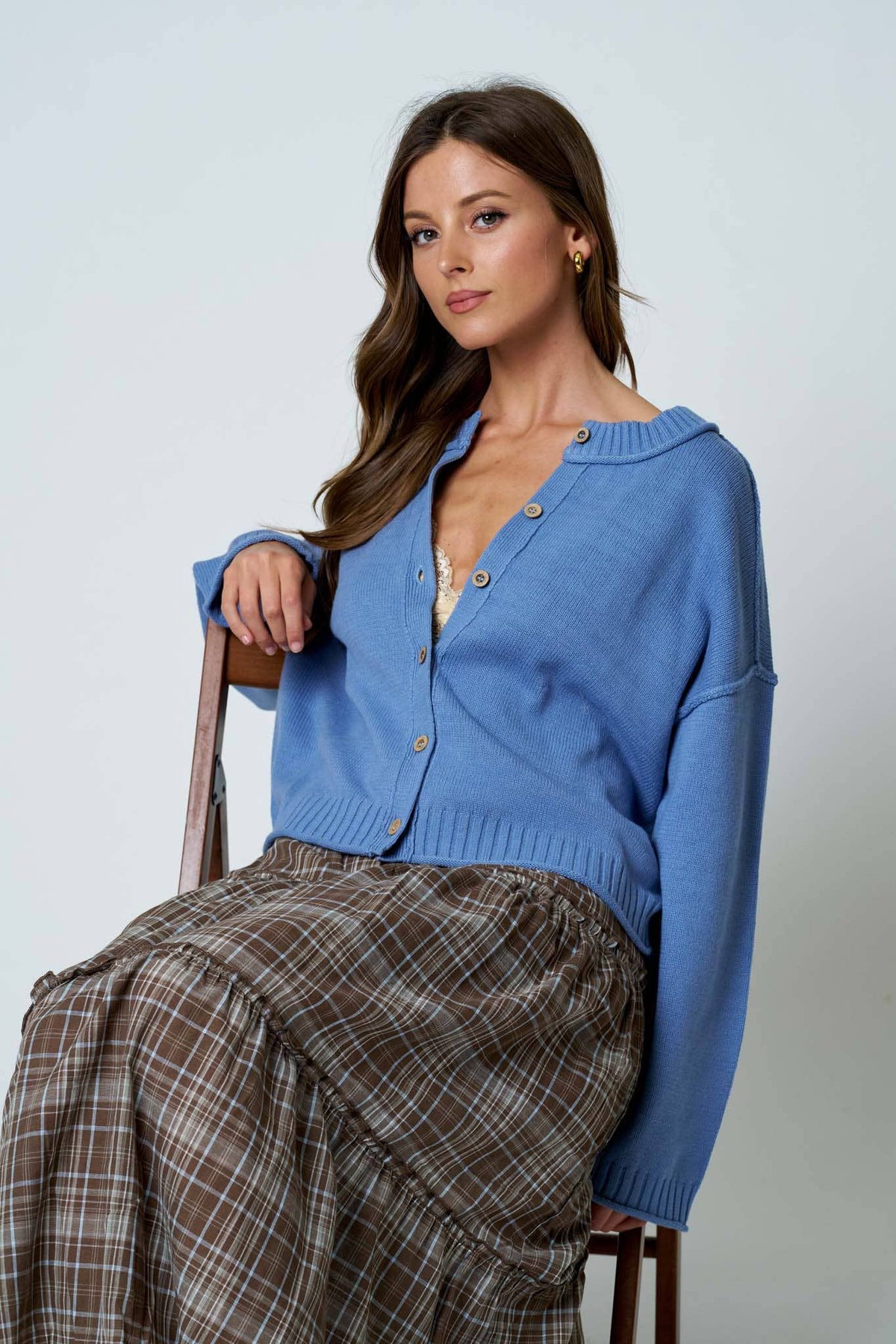Raw Edge Button Down Cardigan