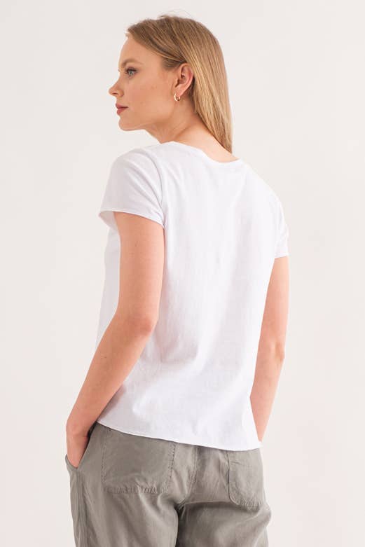 Washed Cotton Crew Neck Tee