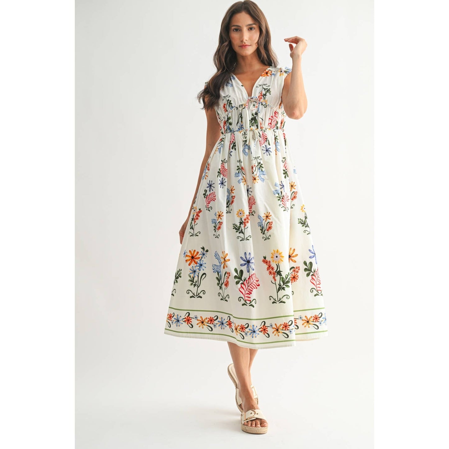 Tie Front Floral Maxi Dress