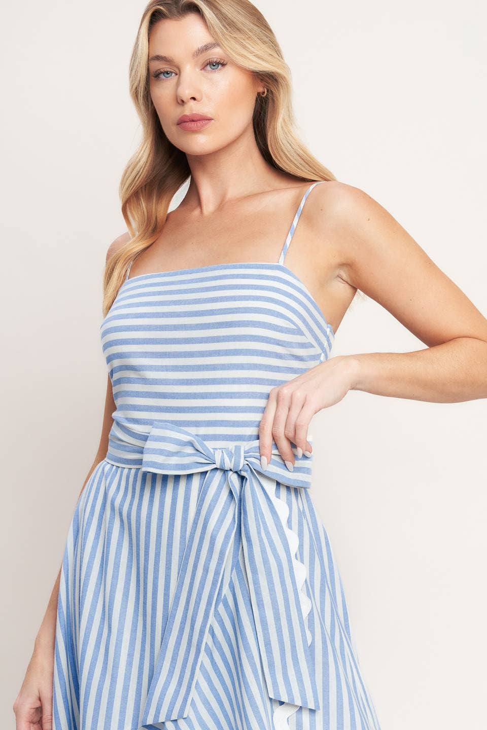 Striped Ric Rac Trim Midi Dress