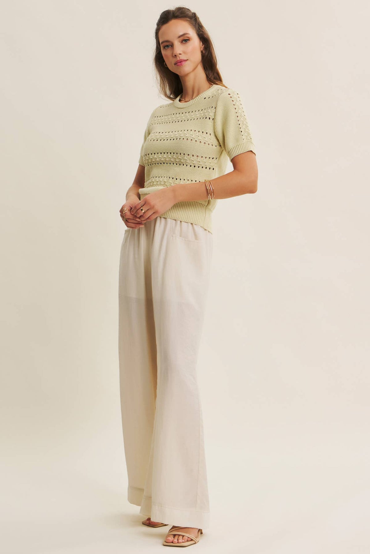 Pointelle Cotton Sweater Top