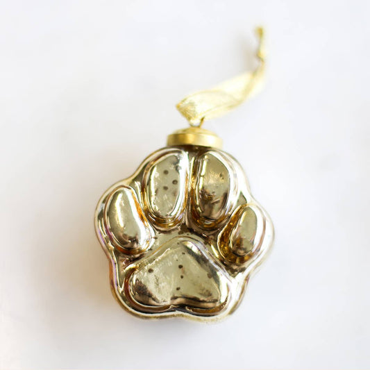 Paw Print Glass Ornament