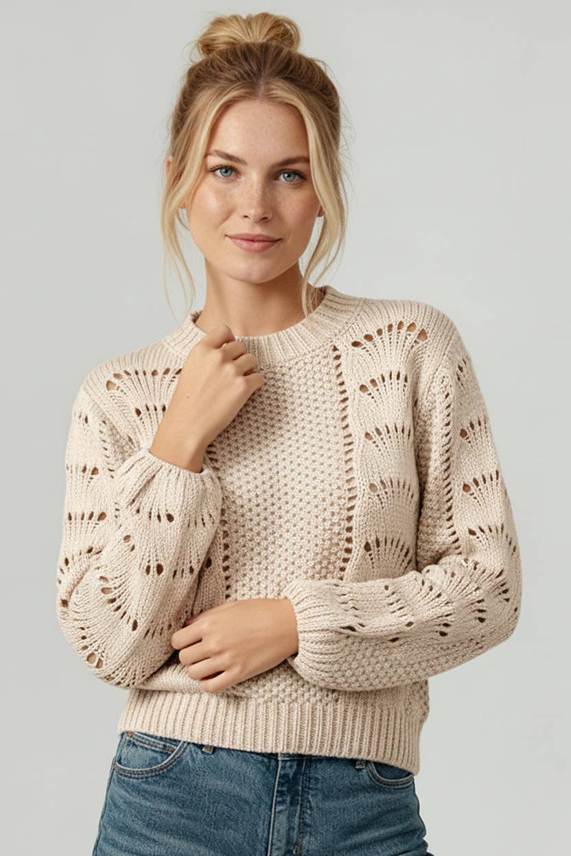 Scalloped Crochet Pullover Sweater