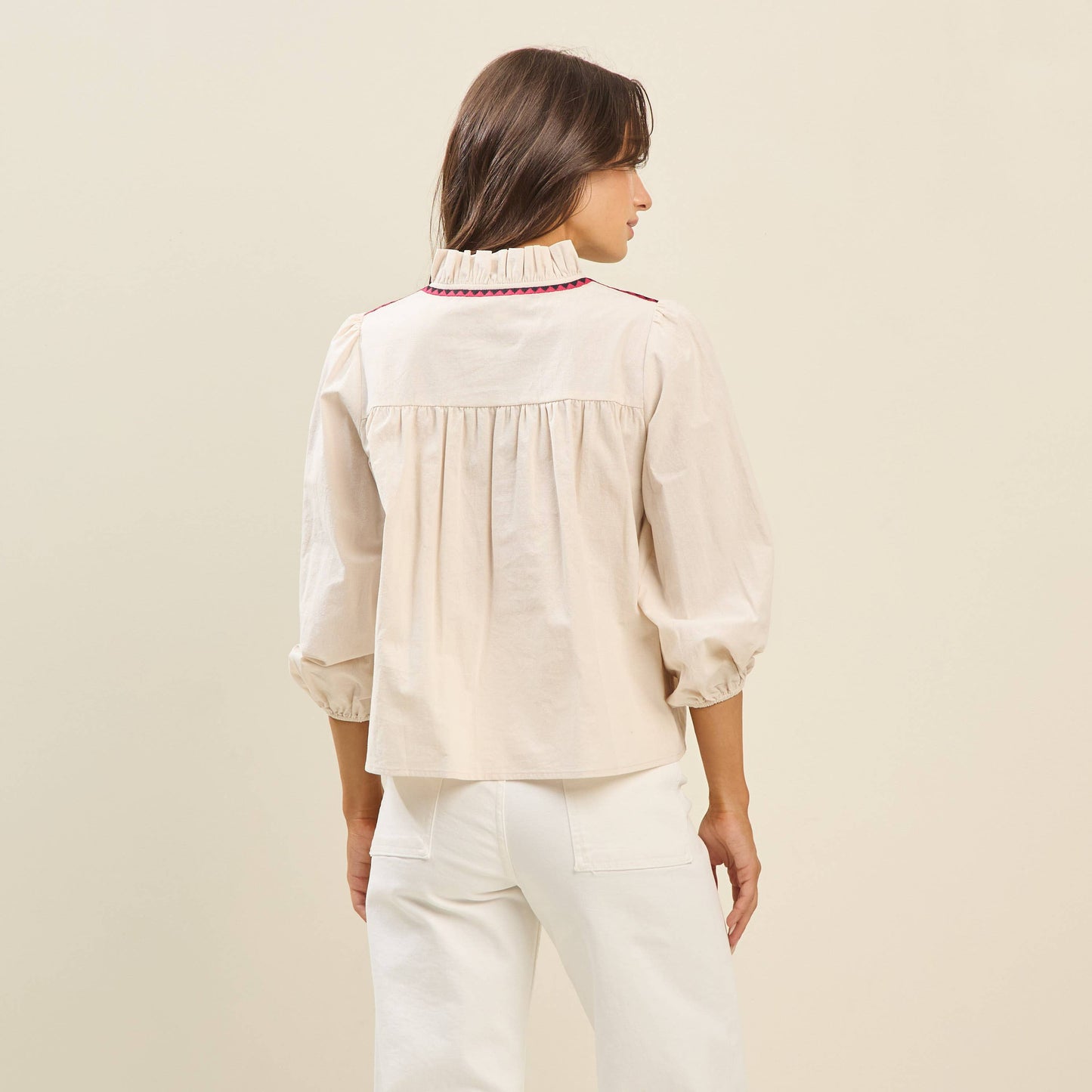 Rental- Able Embroidered Bib Front Top