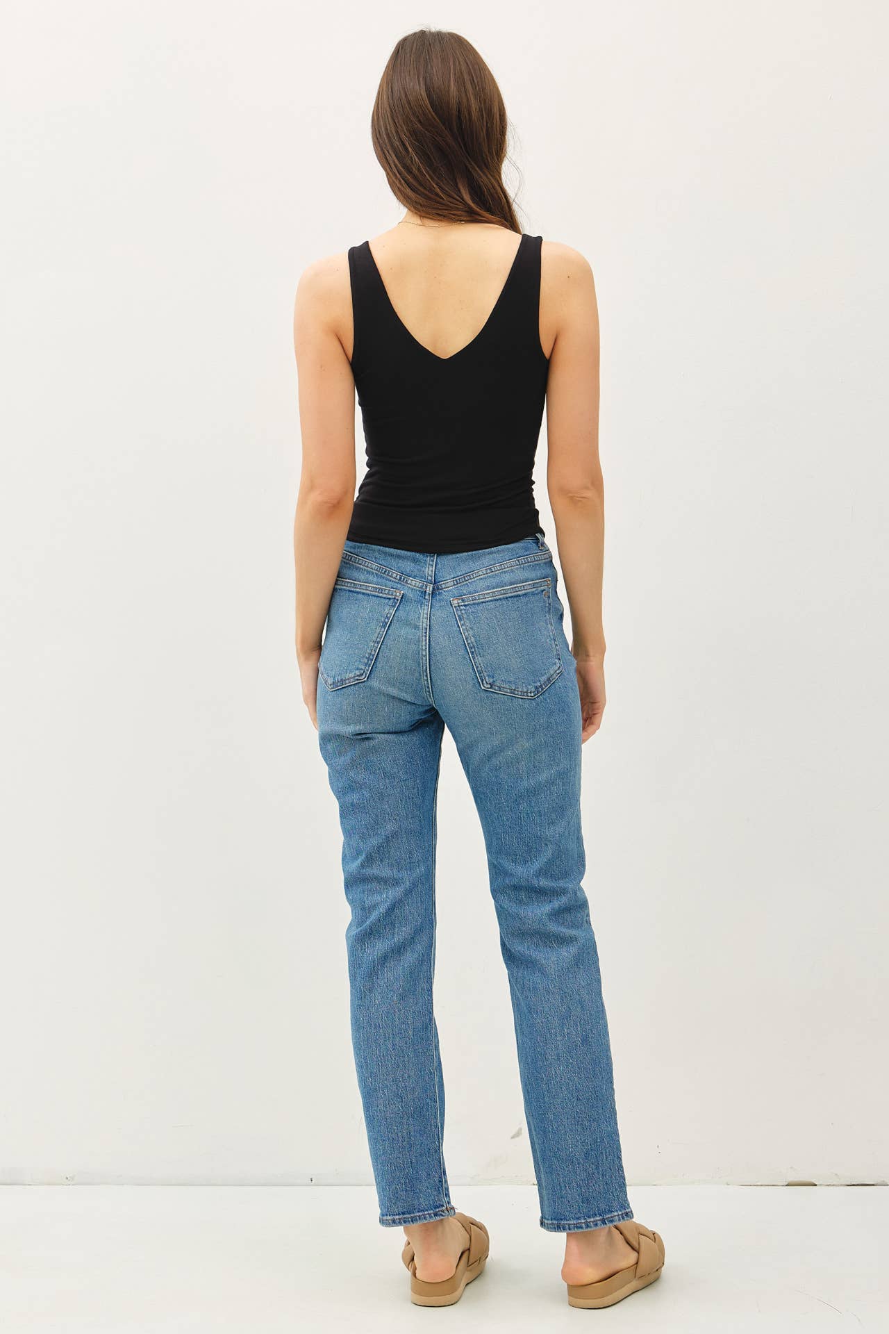 Full Length V-Neck Jersey Tank Top