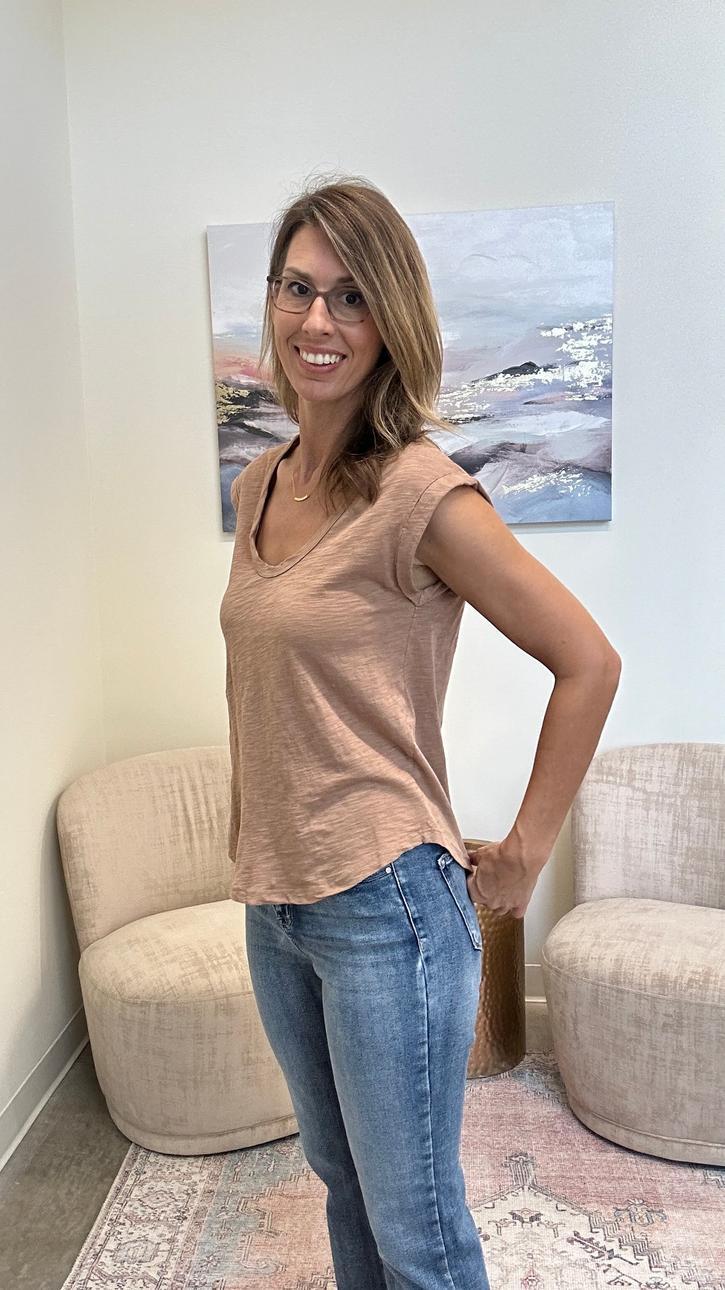 Slub Knit Sleeveless Cotton Top