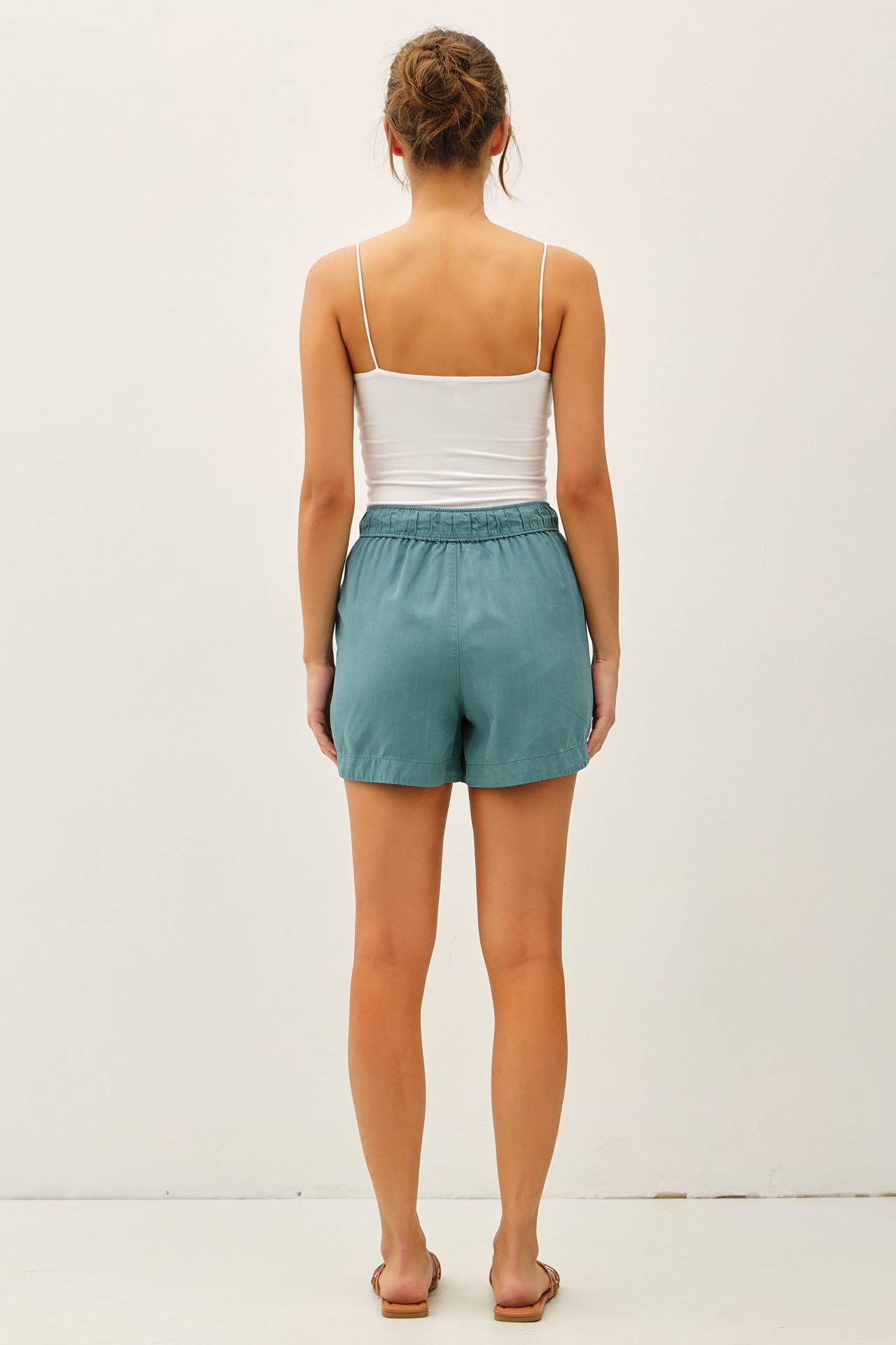 High Rise Pull On Tencel Shorts
