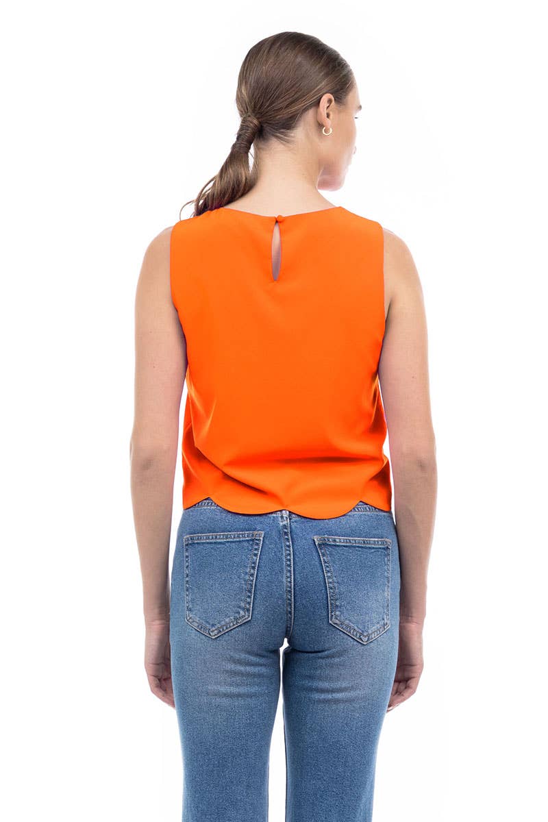 Scalloped Hem Sleeveless Top