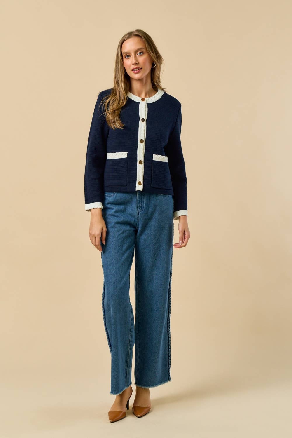 Loop Detail Sleeve Cardigan Top