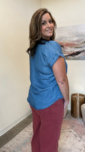 Load image into Gallery viewer, Split Neck Chambray Top
